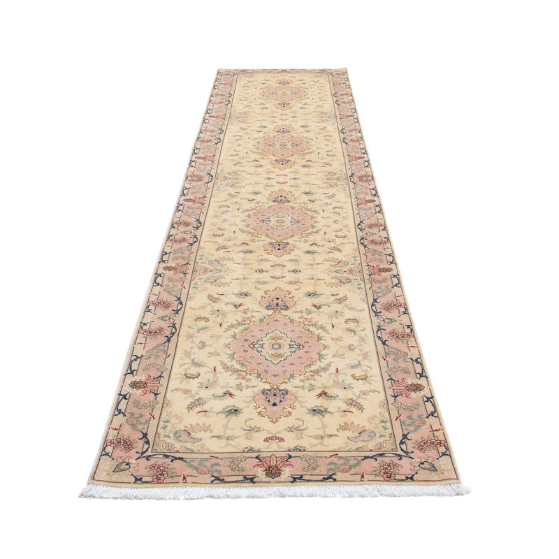 Tapis de couloir Tapis persan - Tabriz - Royal - 397 x 86 cm - beige