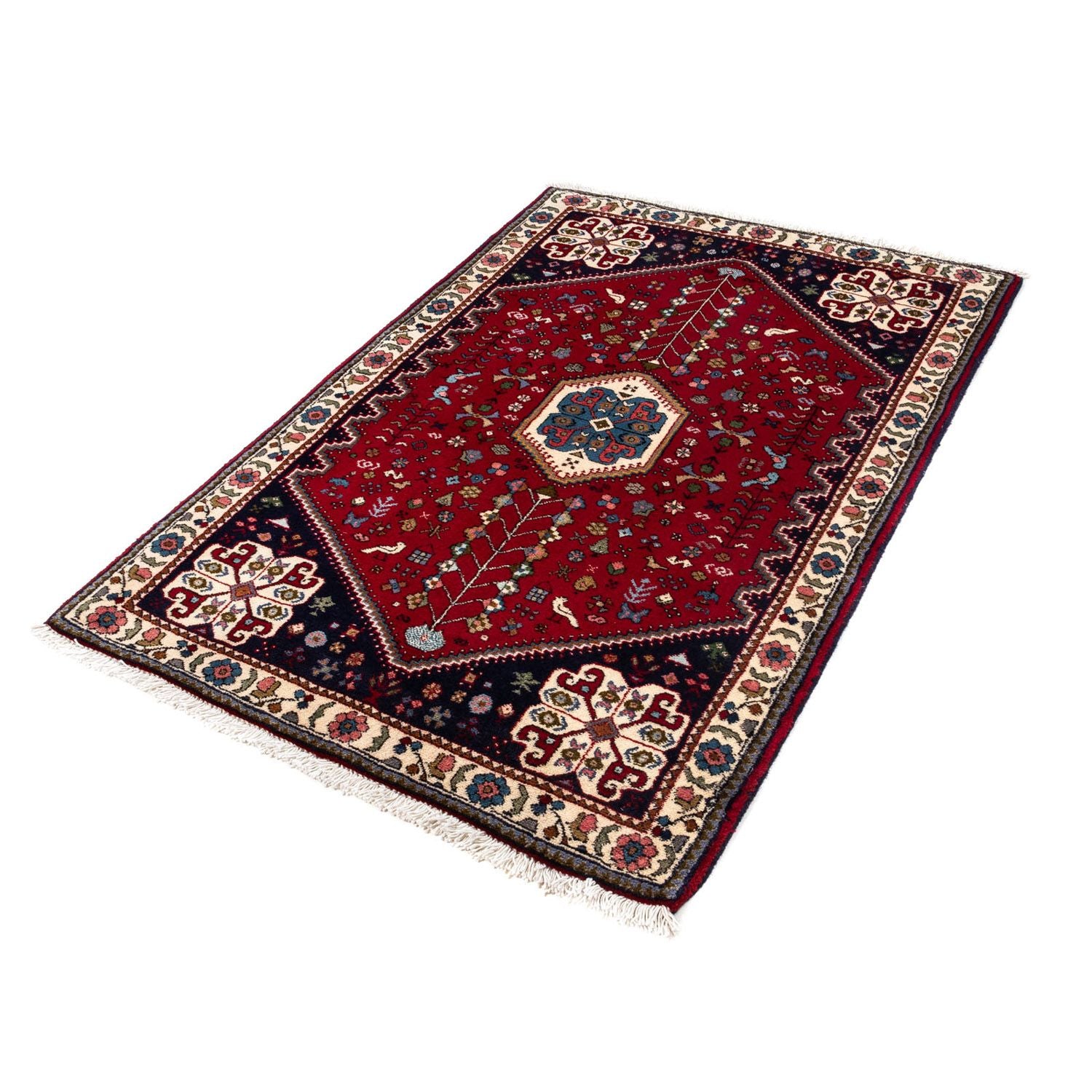 Tapis persan - Nomadic - 144 x 98 cm - rouge foncé