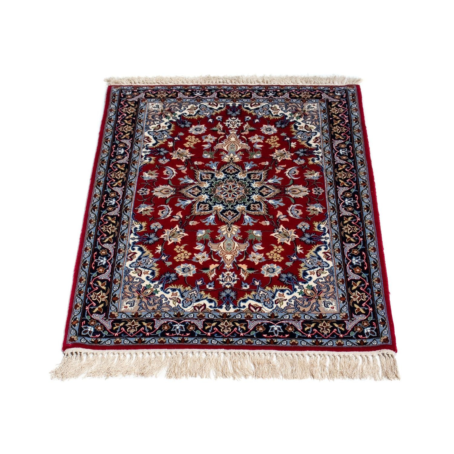 Tapis persan - Isfahan - Premium - 100 x 70 cm - rouge foncé
