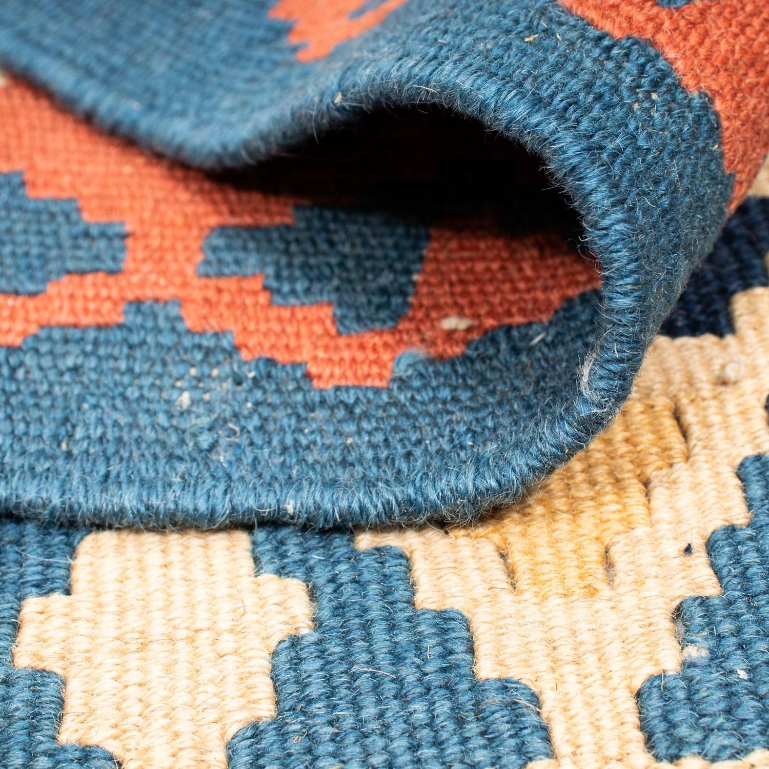 Tapis Kelim - Oriental carré  - 212 x 197 cm - bleu