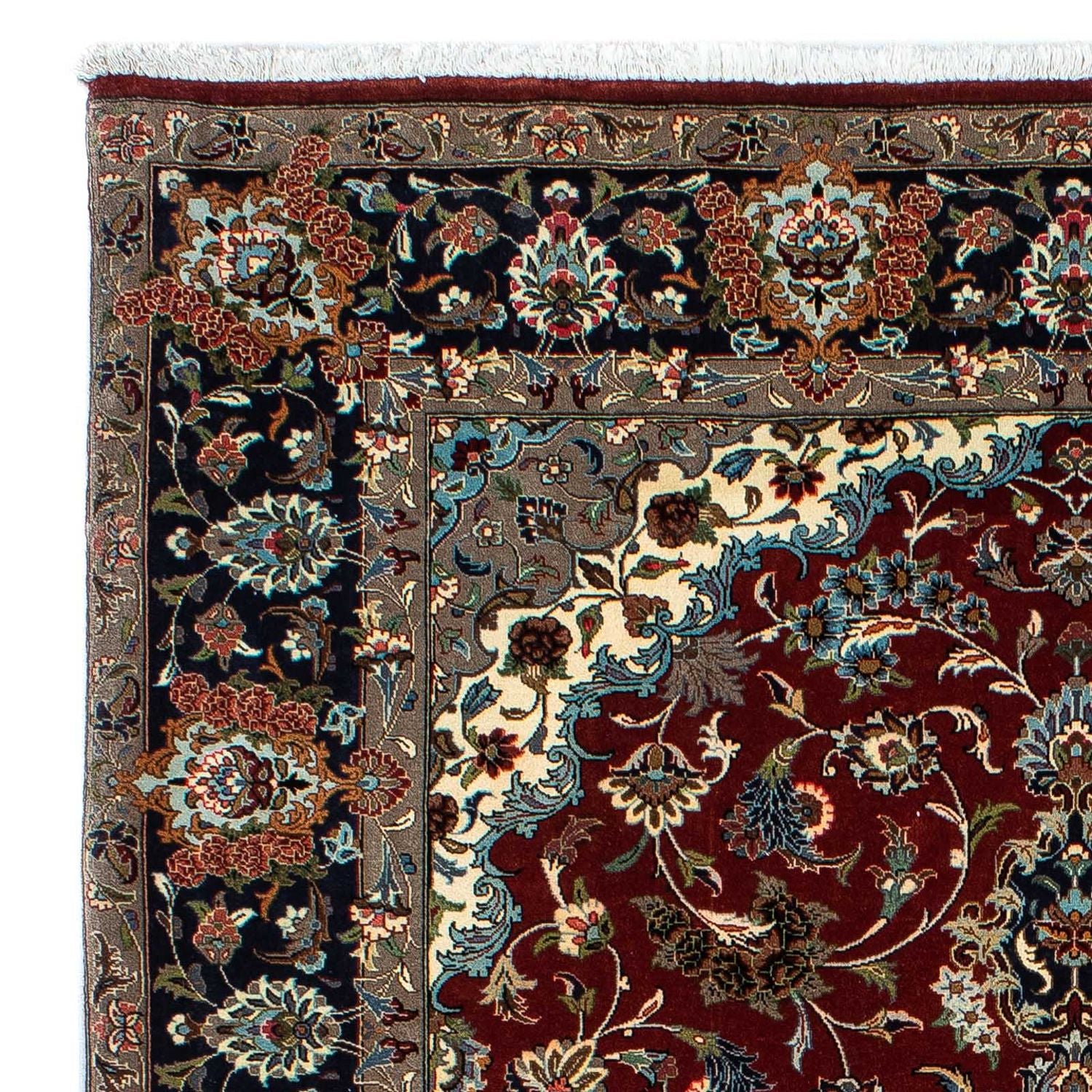Tapis persan - Ghom - 204 x 138 cm - rouge foncé