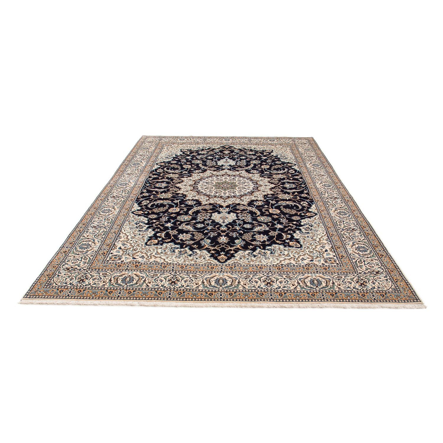Tapis persan - Nain - Premium - 296 x 200 cm - bleu foncé