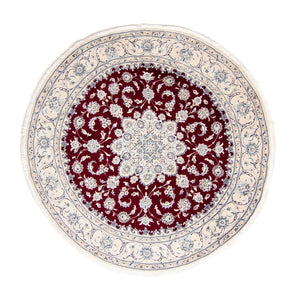 Tapis persan - Nain ronde  - 245 x 245 cm - rouge foncé