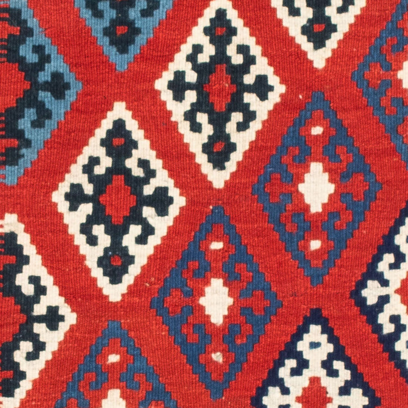 Tapis Kelim - Oriental carré  - 103 x 95 cm - rouge foncé