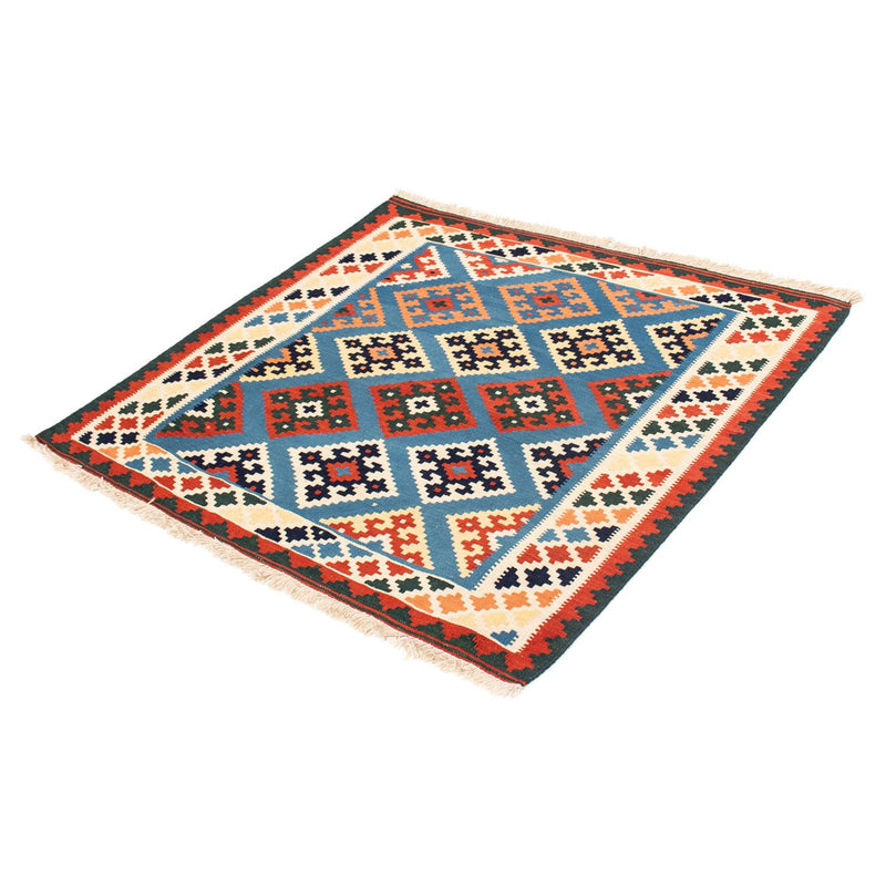 Tapis Kelim - Oriental carré  - 104 x 100 cm - bleu foncé