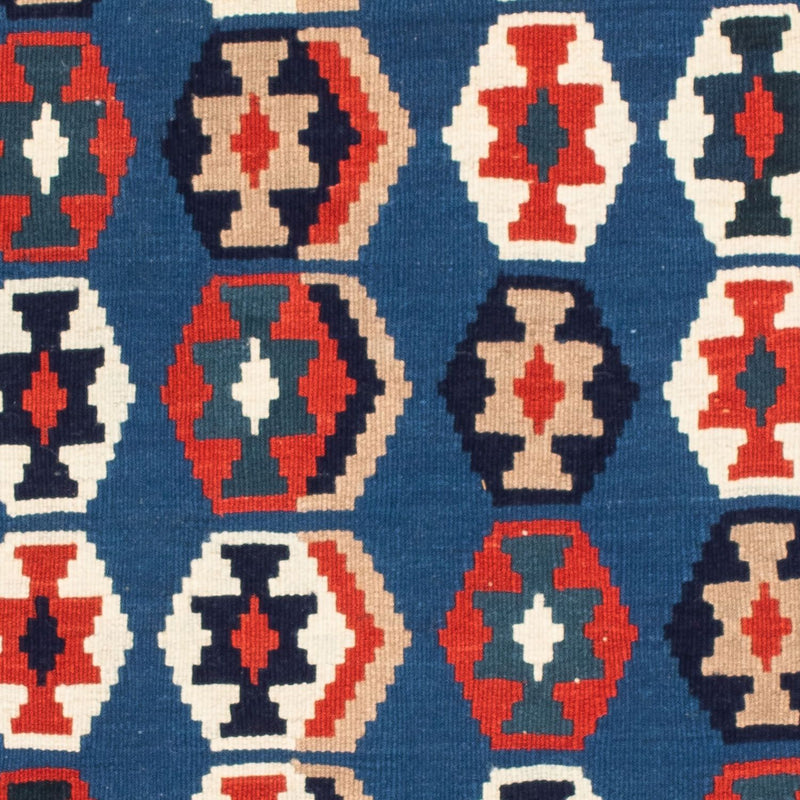 Tapis Kelim - Oriental carré  - 105 x 105 cm - bleu foncé