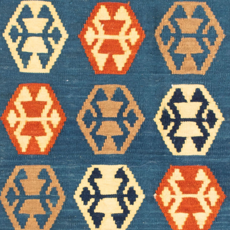Tapis Kelim - Oriental carré  - 102 x 95 cm - bleu foncé