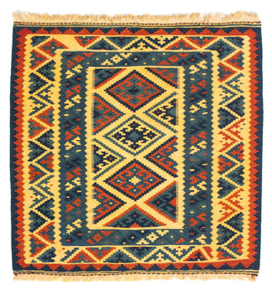 Tapis Kelim - Oriental carré  - 102 x 101 cm - multicolore