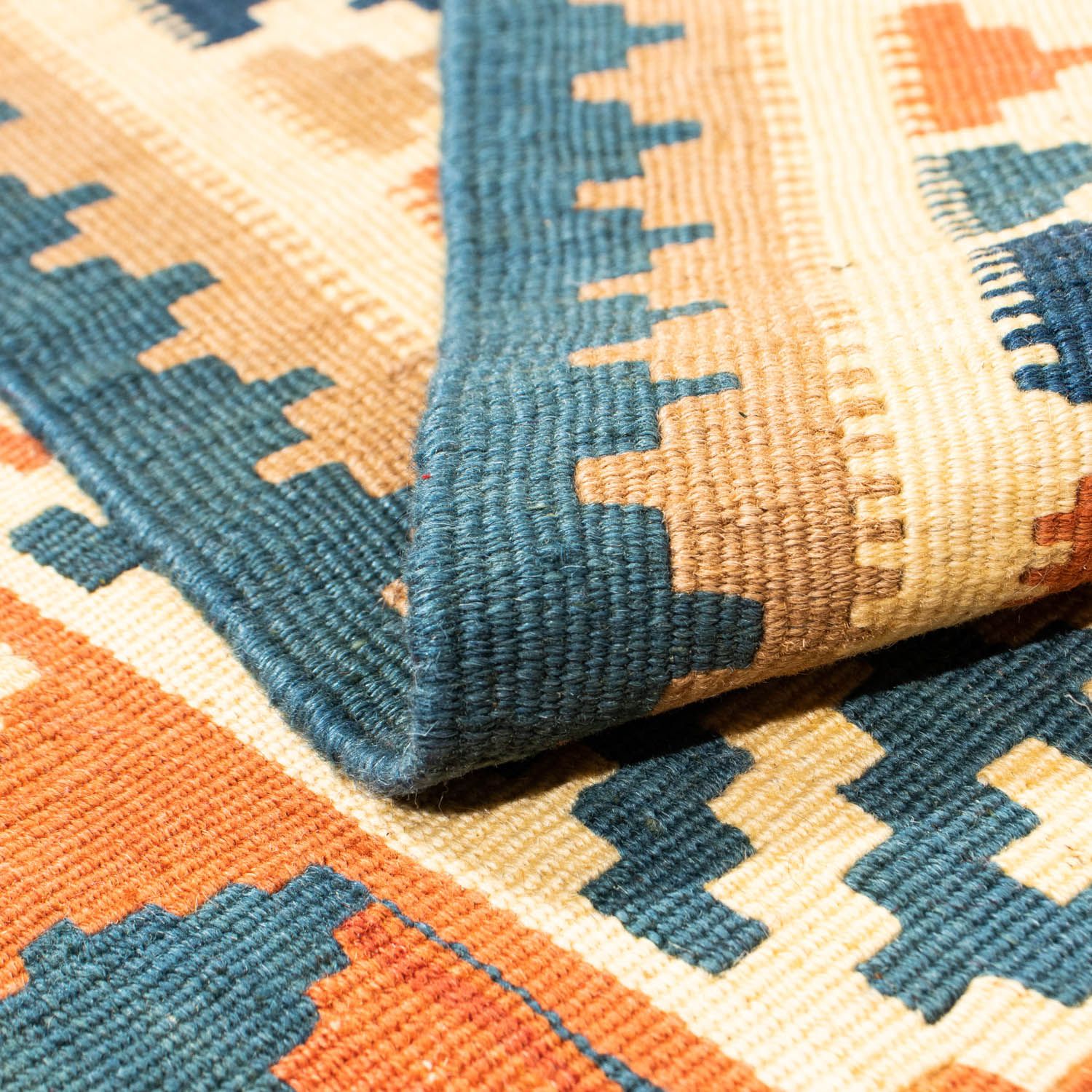 Tapis Kelim - Oriental carré  - 105 x 103 cm - orange