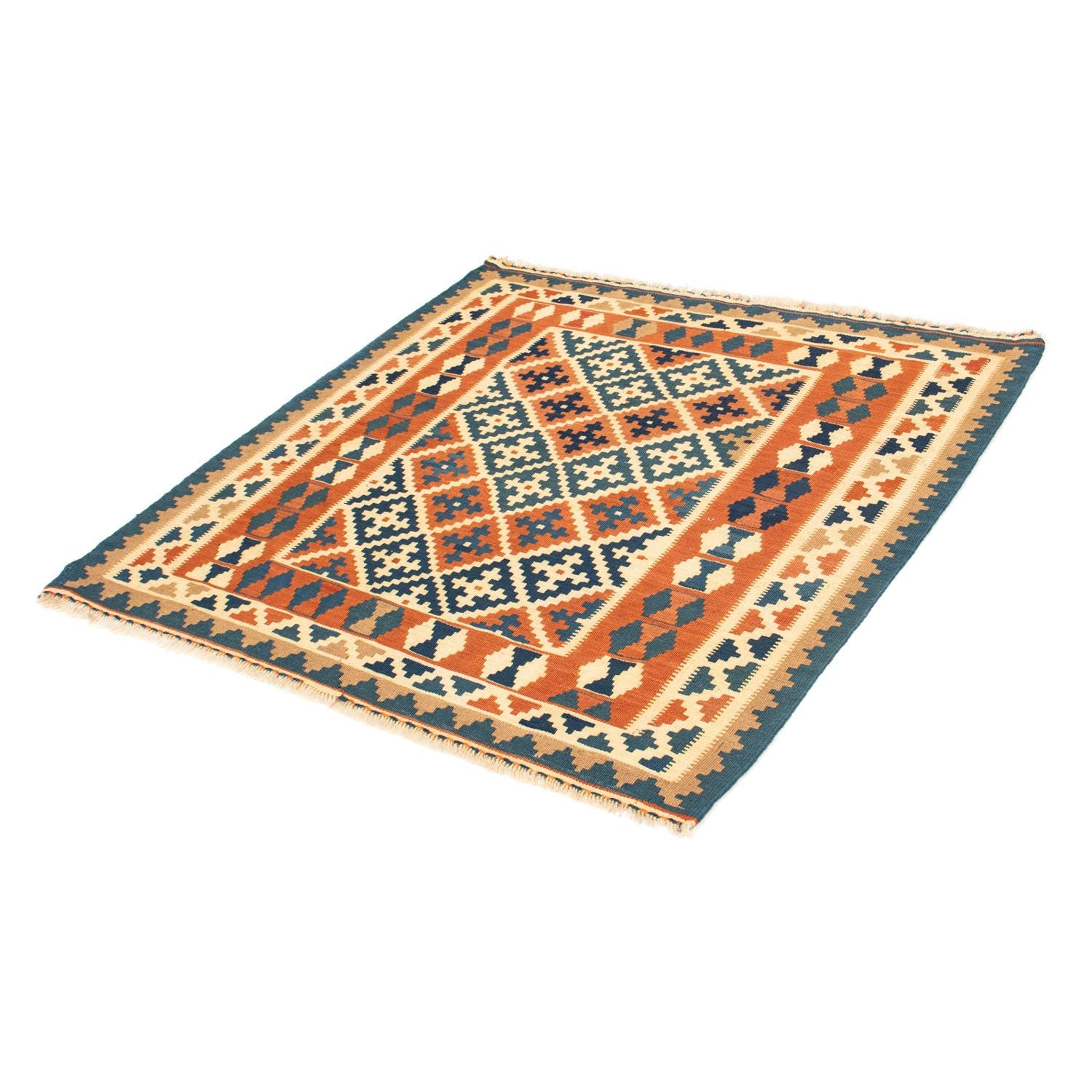 Tapis Kelim - Oriental carré  - 105 x 103 cm - orange