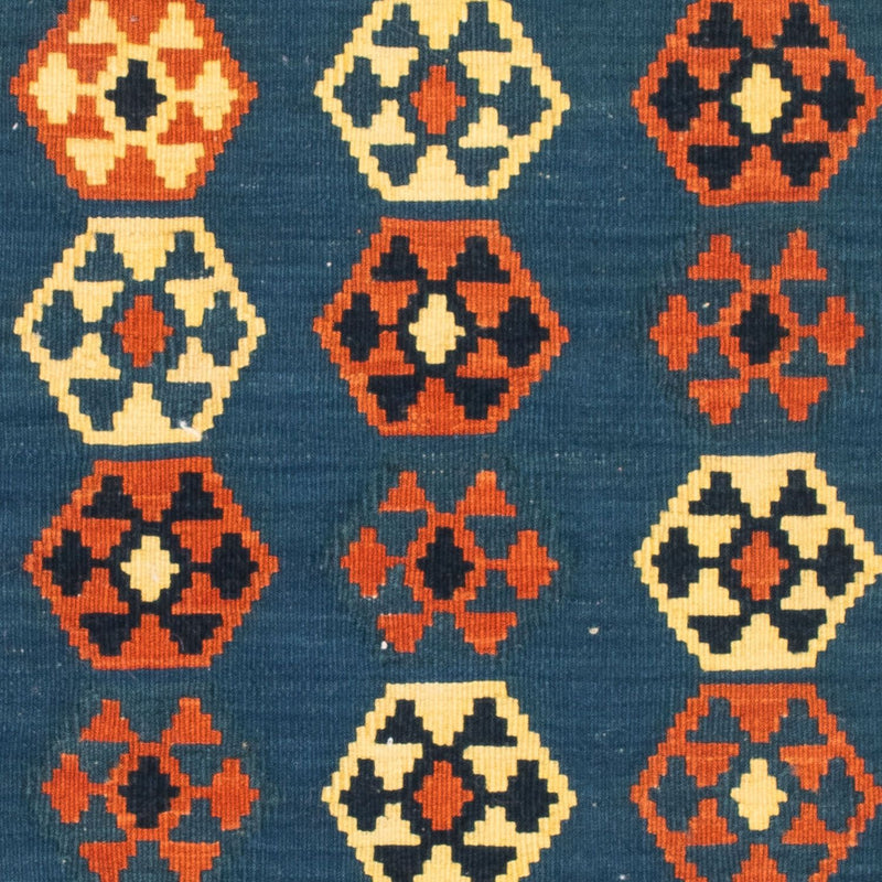 Tapis Kelim - Oriental carré  - 105 x 103 cm - bleu foncé