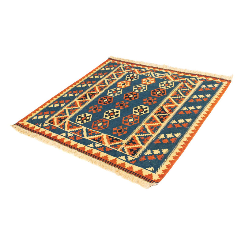 Tapis Kelim - Oriental carré  - 105 x 103 cm - bleu foncé