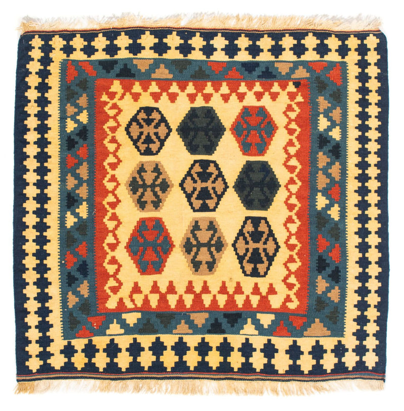 Tapis Kelim - Oriental carré  - 103 x 100 cm - bleu foncé