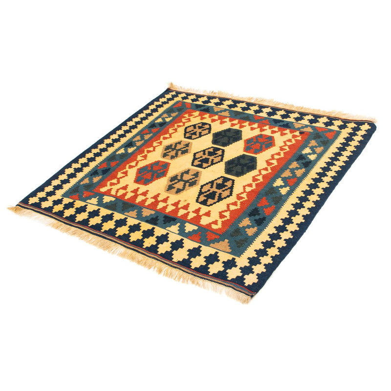 Tapis Kelim - Oriental carré  - 103 x 100 cm - bleu foncé