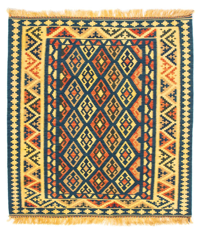 Tapis Kelim - Oriental carré  - 107 x 100 cm - bleu foncé