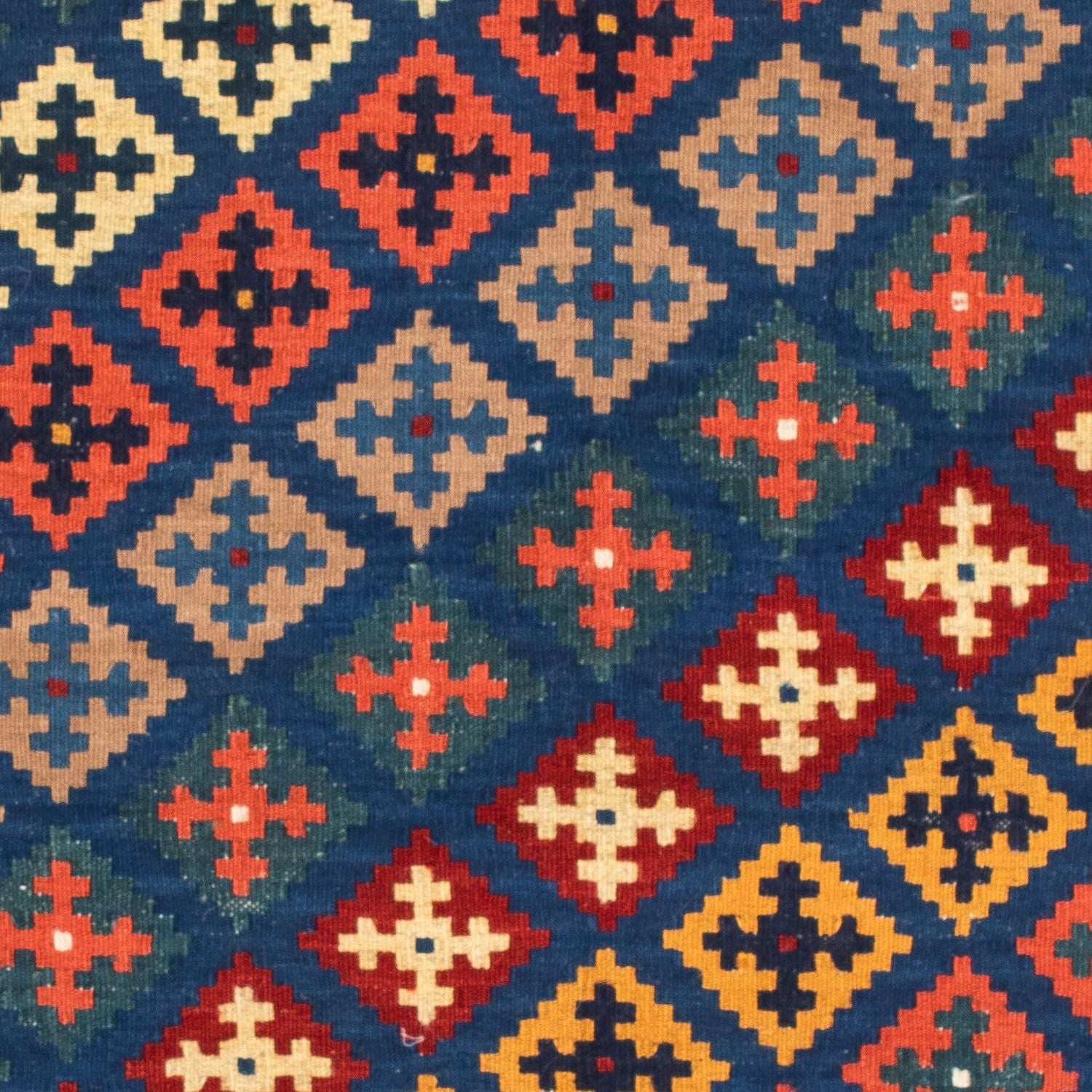 Tapis Kelim - Oriental carré  - 108 x 100 cm - bleu foncé