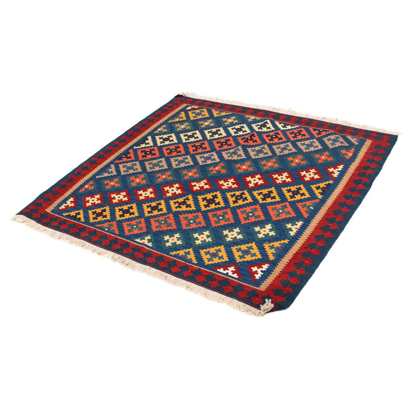 Tapis Kelim - Oriental carré  - 108 x 100 cm - bleu foncé