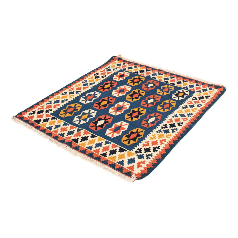 Tapis Kelim - Oriental carré  - 103 x 100 cm - bleu foncé