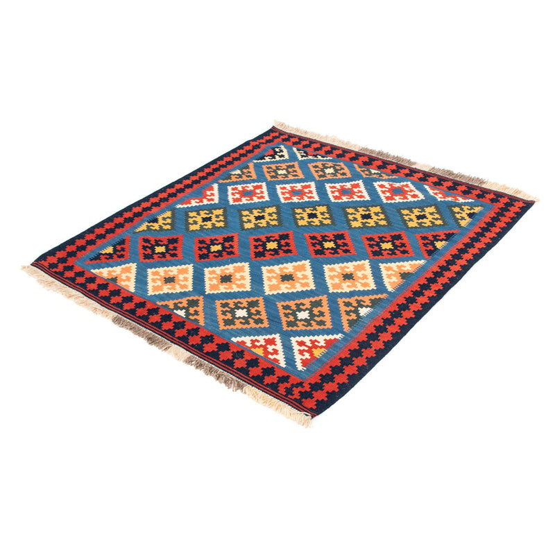 Tapis Kelim - Oriental carré  - 110 x 107 cm - bleu