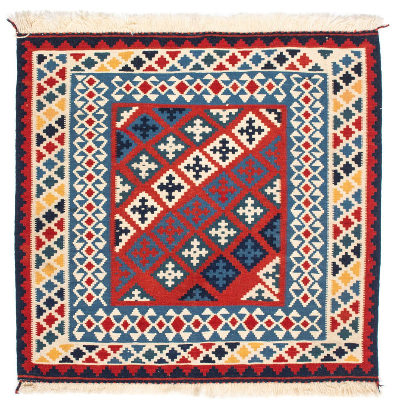 Tapis Kelim - Oriental carré  - 105 x 103 cm - rouge