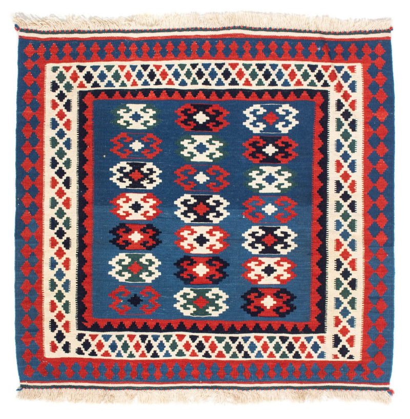 Tapis Kelim - Oriental carré  - 100 x 98 cm - bleu foncé