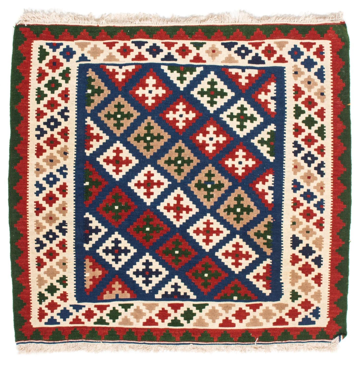 Tapis Kelim - Oriental carré  - 103 x 100 cm - bleu foncé