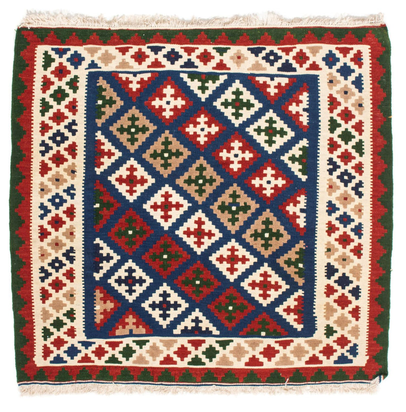 Tapis Kelim - Oriental carré  - 103 x 100 cm - bleu foncé