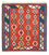Tapis Kelim - Oriental carré  - 106 x 99 cm - rouge foncé
