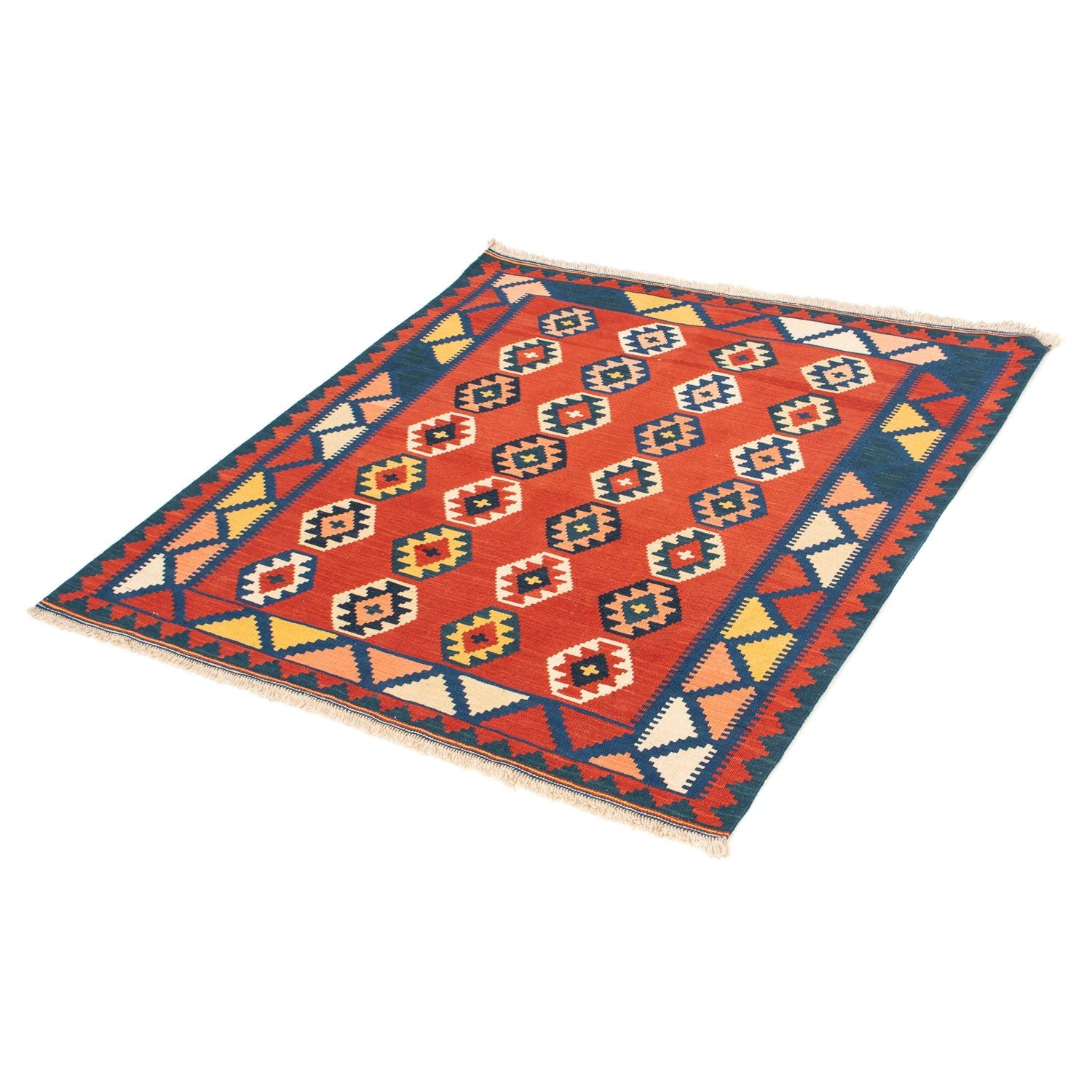 Tapis Kelim - Oriental carré  - 106 x 99 cm - rouge foncé