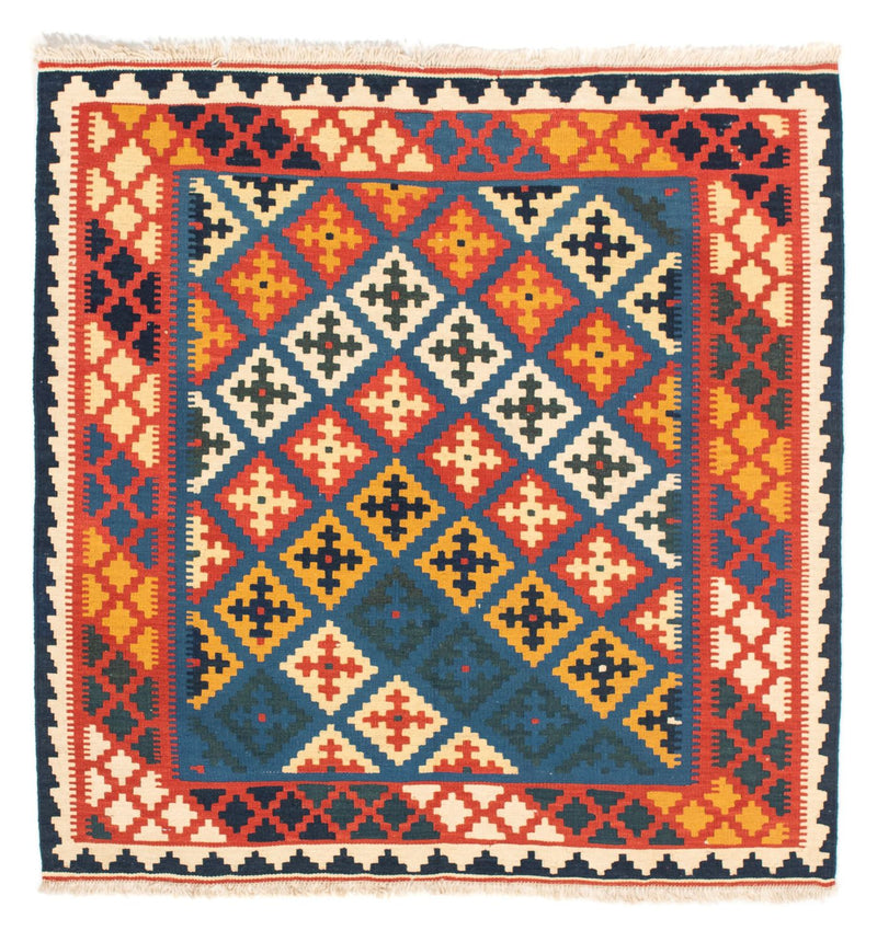 Tapis Kelim - Oriental carré  - 104 x 100 cm - bleu foncé