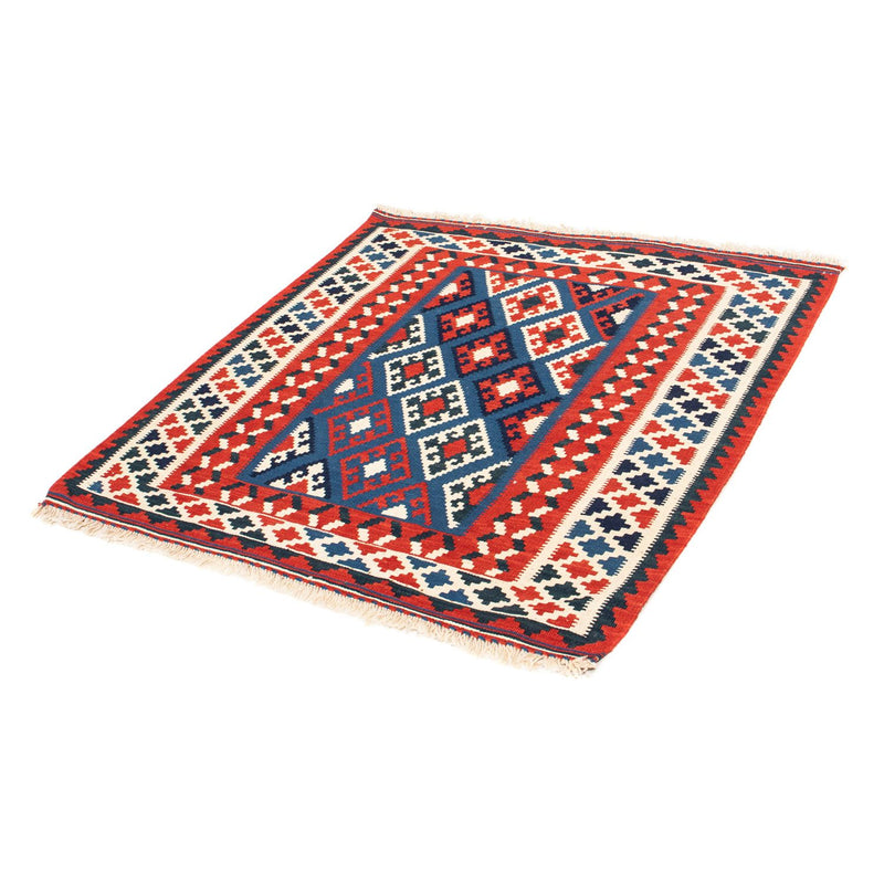 Tapis Kelim - Oriental carré  - 104 x 100 cm - bleu foncé