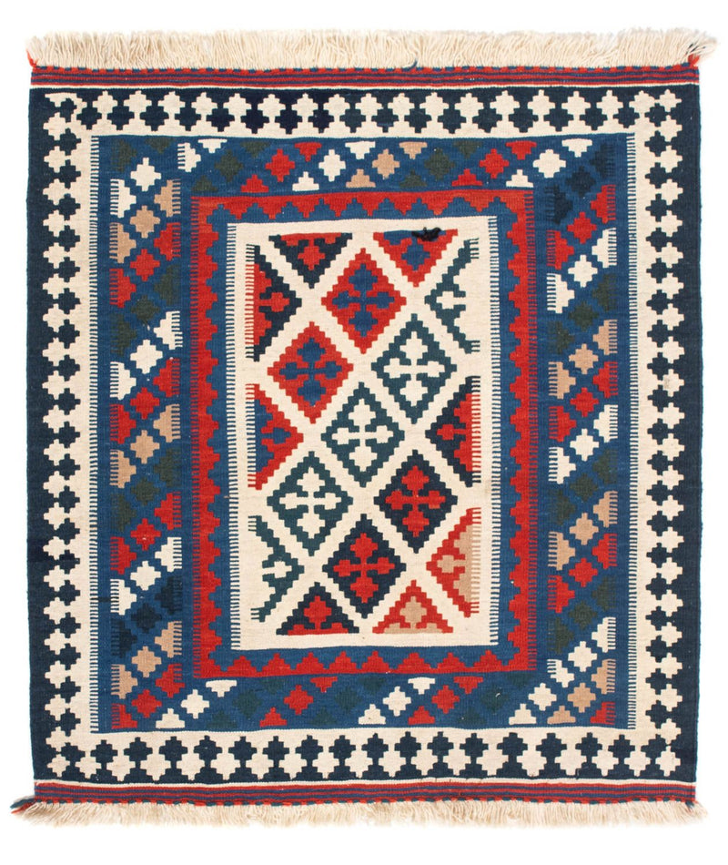 Tapis Kelim - Oriental carré  - 108 x 103 cm - bleu