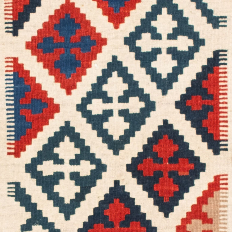 Tapis Kelim - Oriental carré  - 108 x 103 cm - bleu