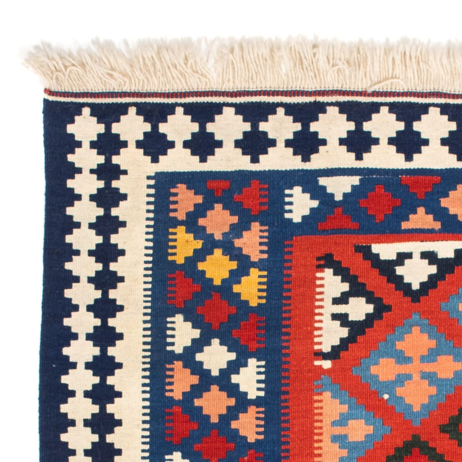 Tapis Kelim - Oriental carré  - 118 x 102 cm - bleu
