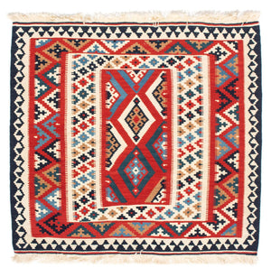 Tapis Kelim - Oriental carré  - 108 x 105 cm - rouge