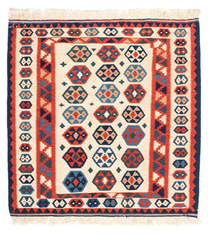Tapis Kelim - Oriental carré  - 104 x 102 cm - beige