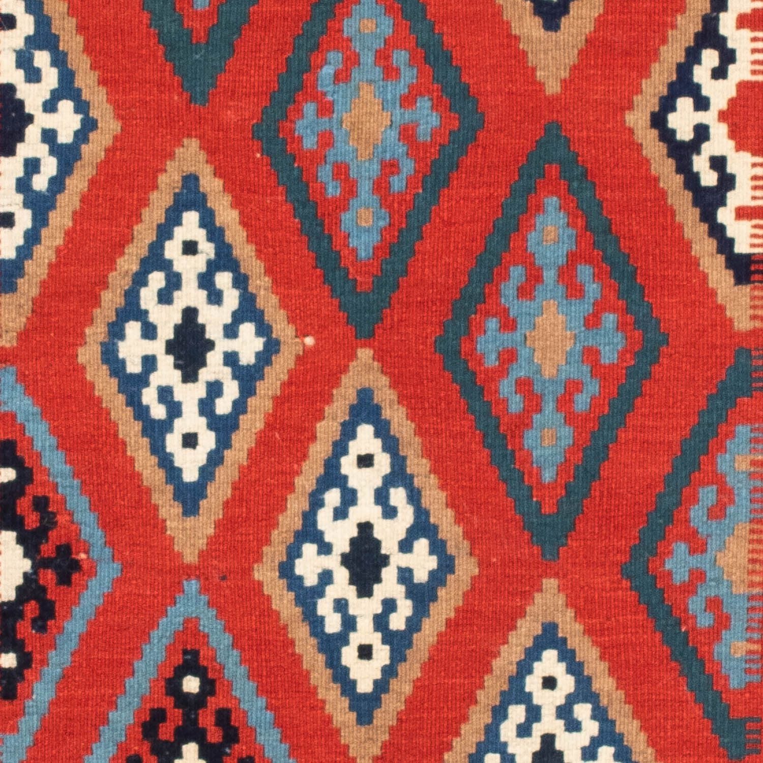 Tapis Kelim - Oriental carré  - 100 x 98 cm - bleu