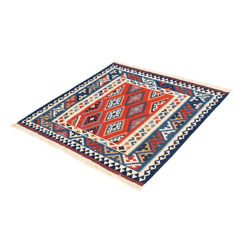 Tapis Kelim - Oriental carré  - 100 x 98 cm - bleu