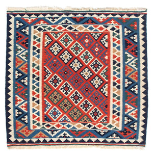 Tapis Kelim - Oriental carré  - 103 x 100 cm - multicolore