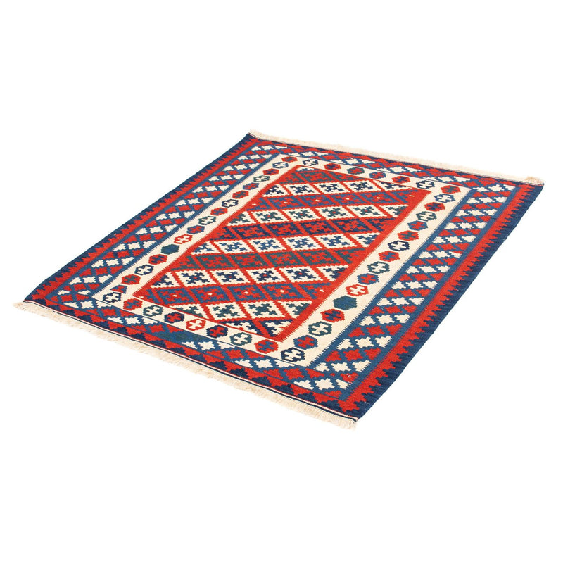 Tapis Kelim - Oriental carré  - 102 x 102 cm - rouge foncé