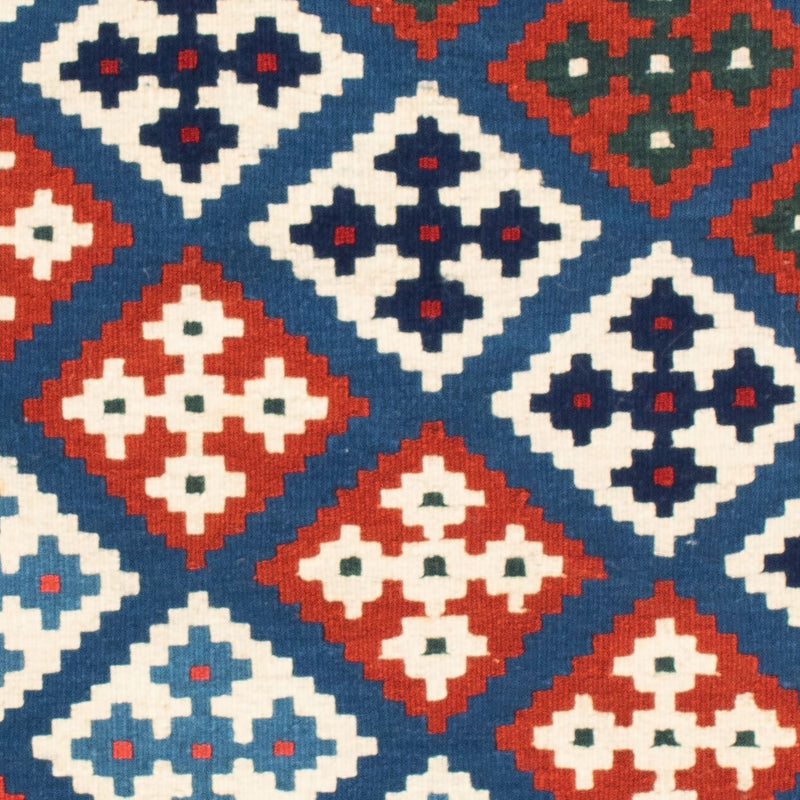 Tapis Kelim - Oriental carré  - 104 x 101 cm - bleu