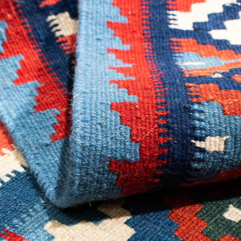 Tapis Kelim - Oriental carré  - 104 x 101 cm - bleu