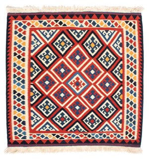 Tapis Kelim - Oriental carré  - 106 x 105 cm - rouge