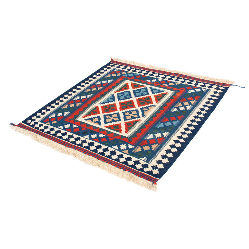 Tapis Kelim - Oriental carré  - 103 x 100 cm - bleu foncé