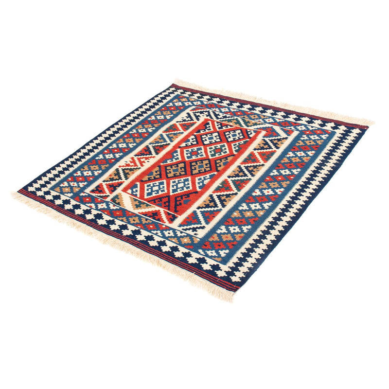 Tapis Kelim - Oriental carré  - 99 x 95 cm - bleu foncé