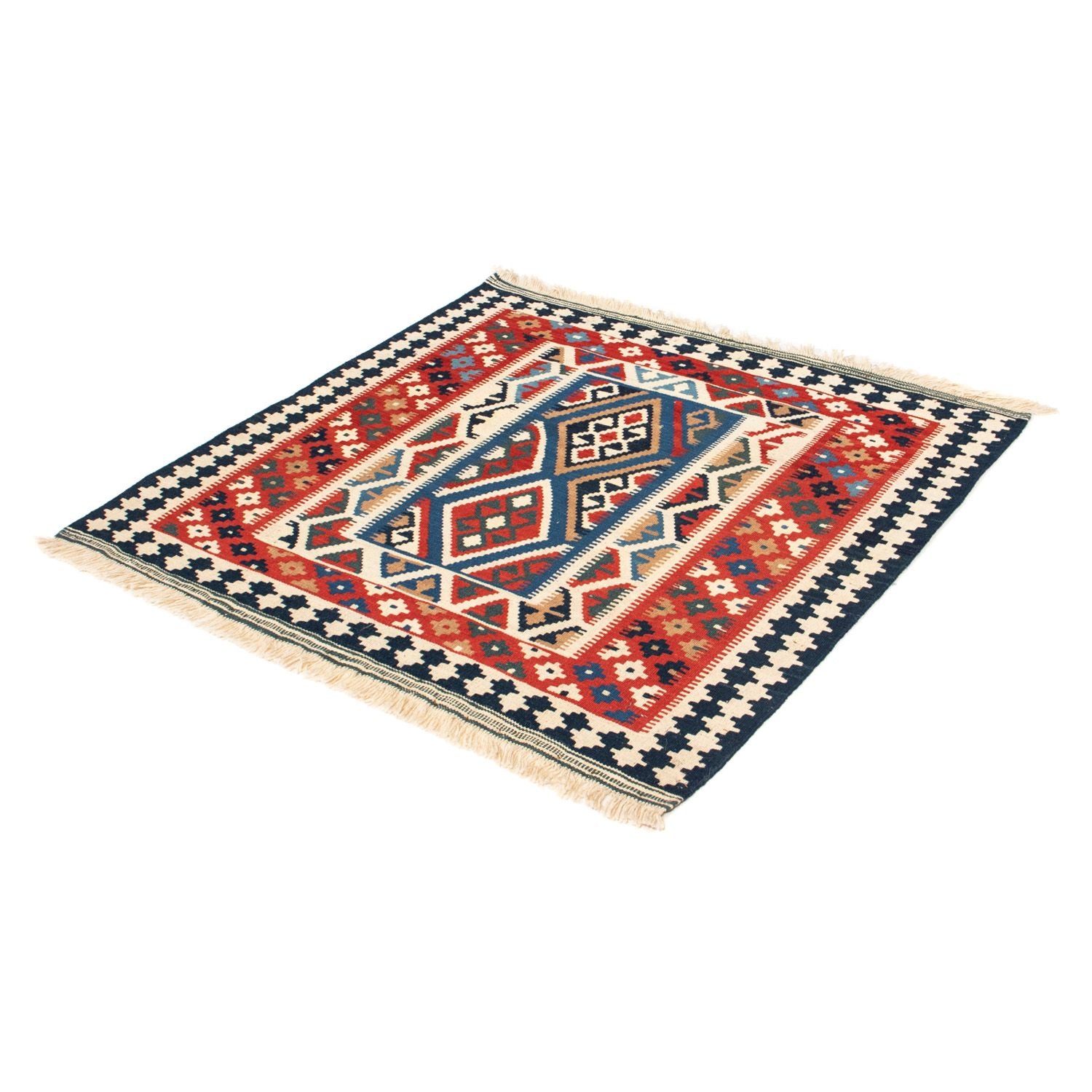 Tapis Kelim - Oriental carré  - 104 x 99 cm - rouge