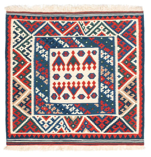 Tapis Kelim - Oriental carré  - 101 x 101 cm - beige
