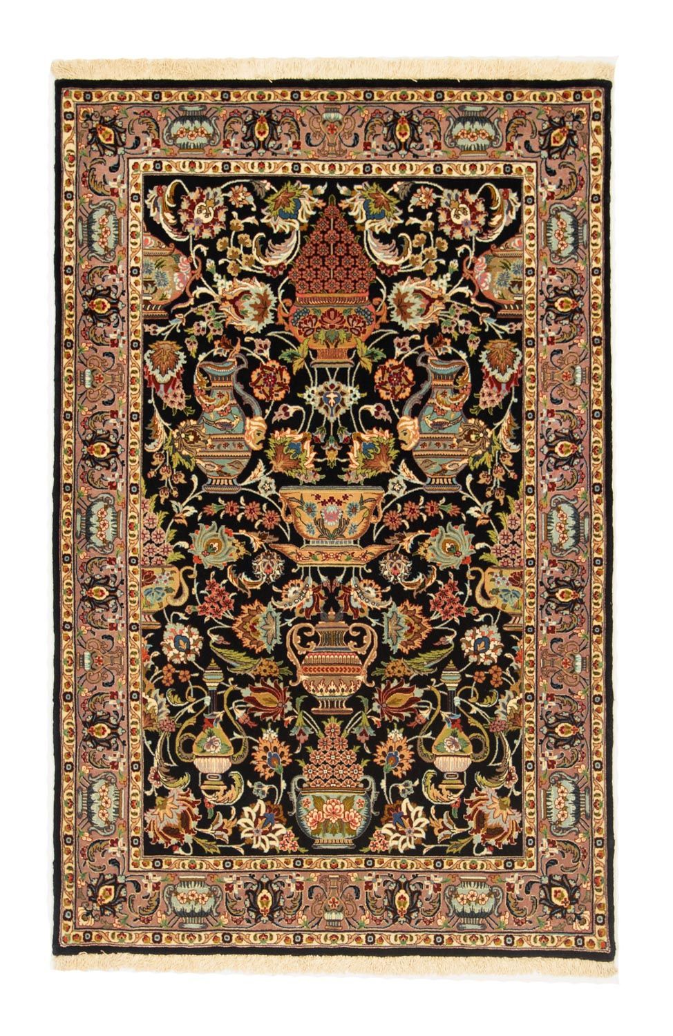 Perserteppich - Ghom 156 x 102 cm - schwarz