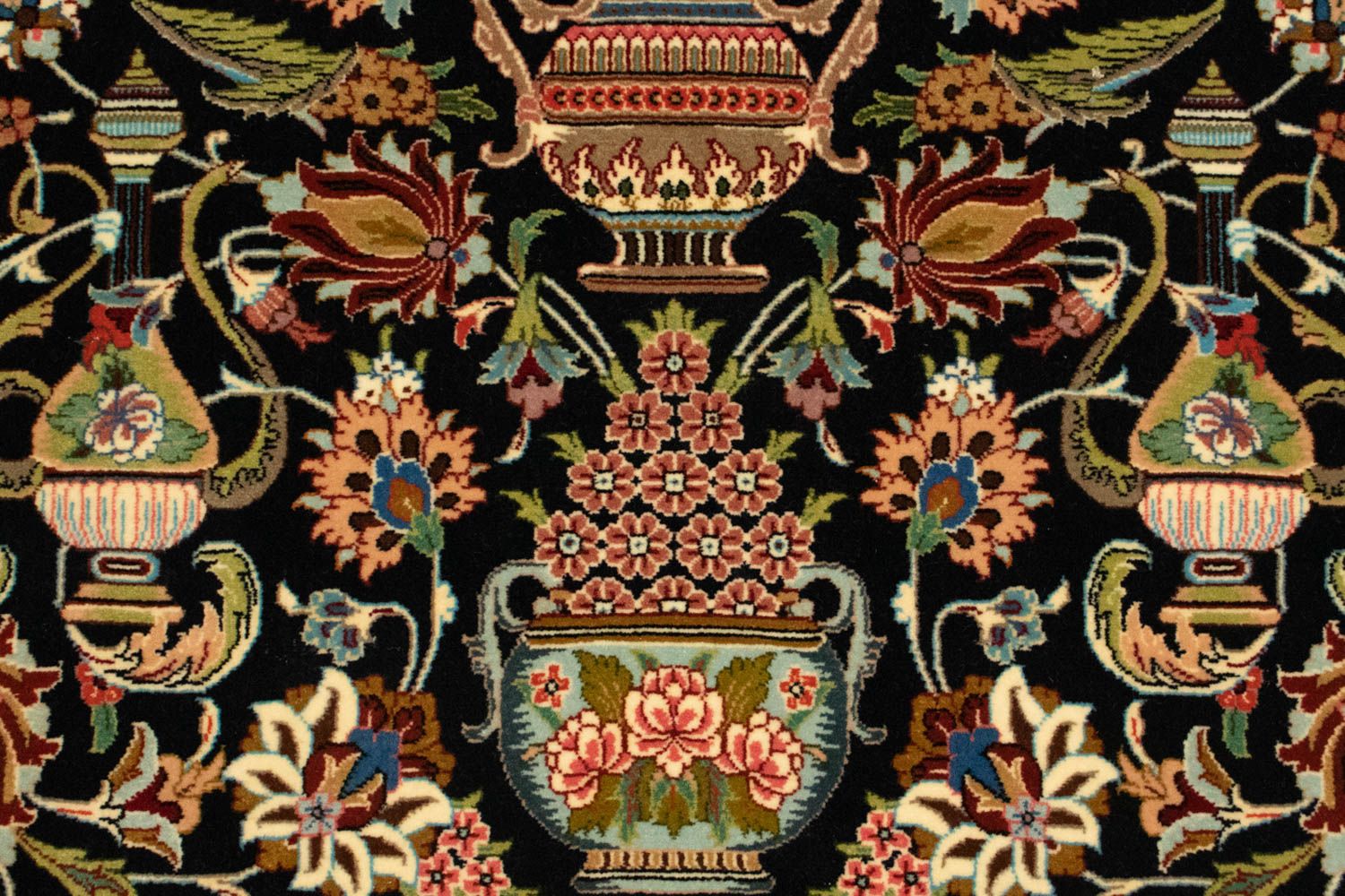 Perserteppich - Ghom 156 x 102 cm - schwarz