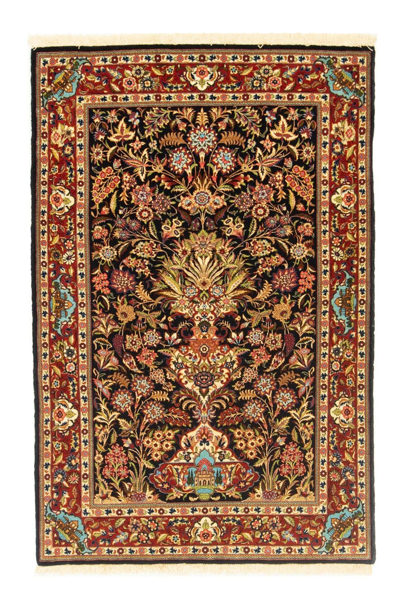 Perserteppich - Ghom 156 x 102 cm - schwarz
